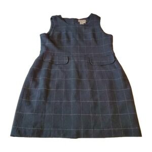 aka eddie bauer womens 92% Wool Pencil Dress Brown Plaid Lined Vtg